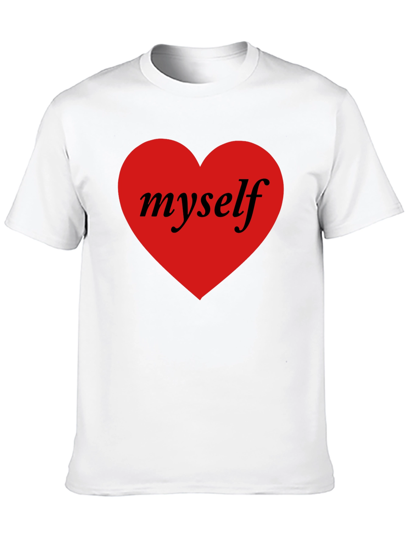 I Love Myself Black T-Shirt Red Heart Design