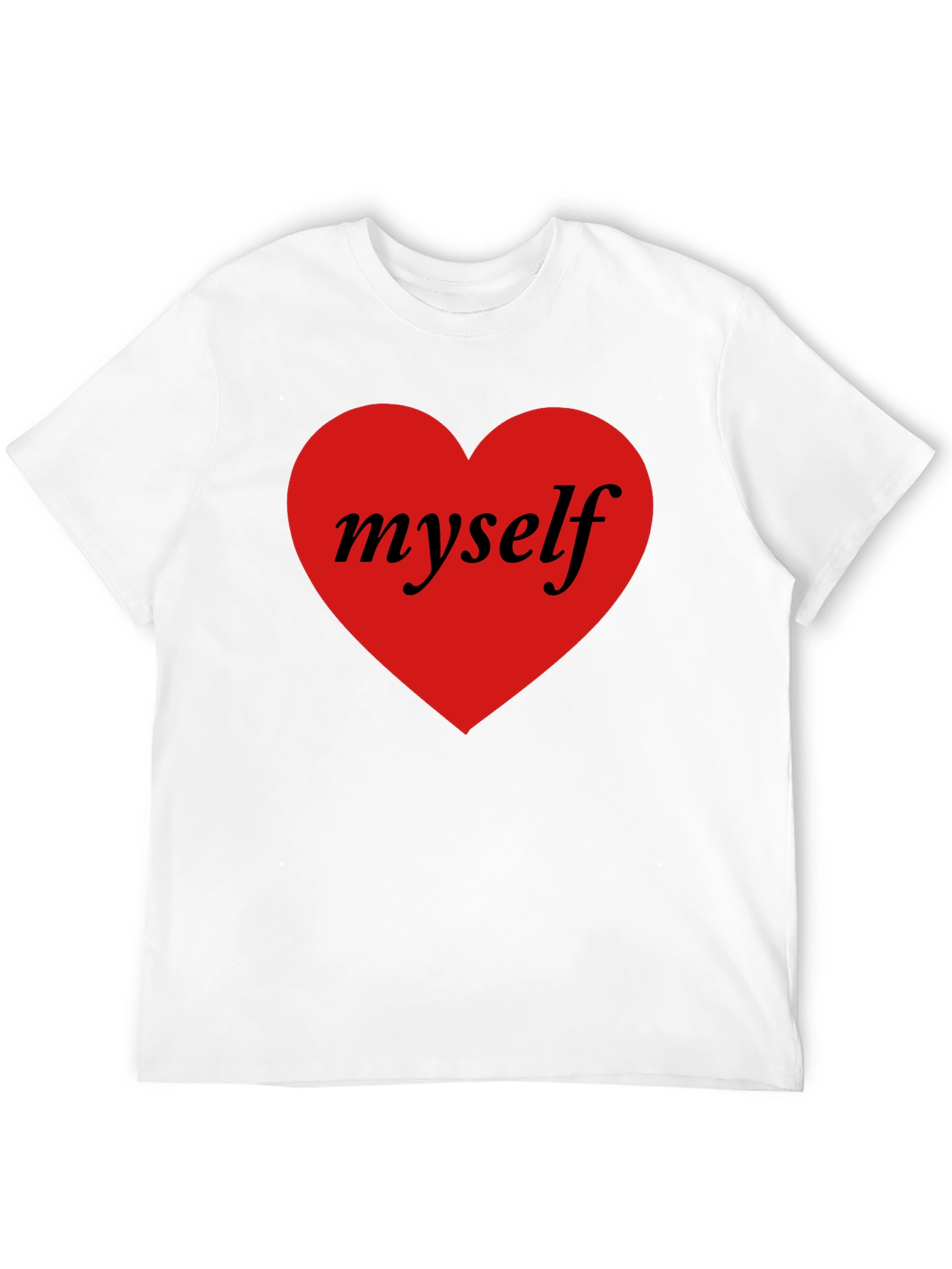 I Love Myself Black T-Shirt Red Heart Design