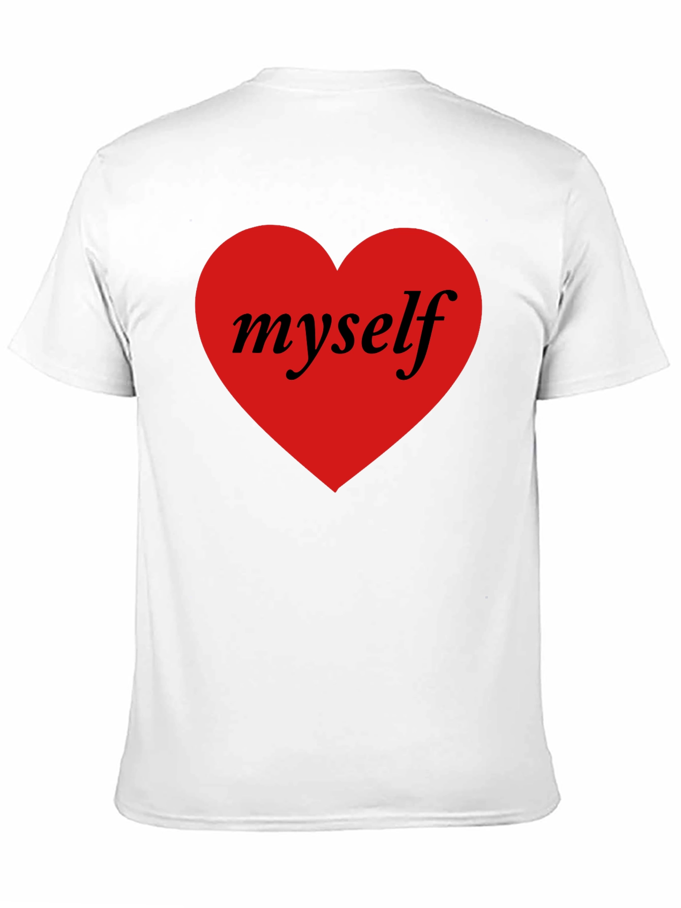 I Love Myself Black T-Shirt Red Heart Design