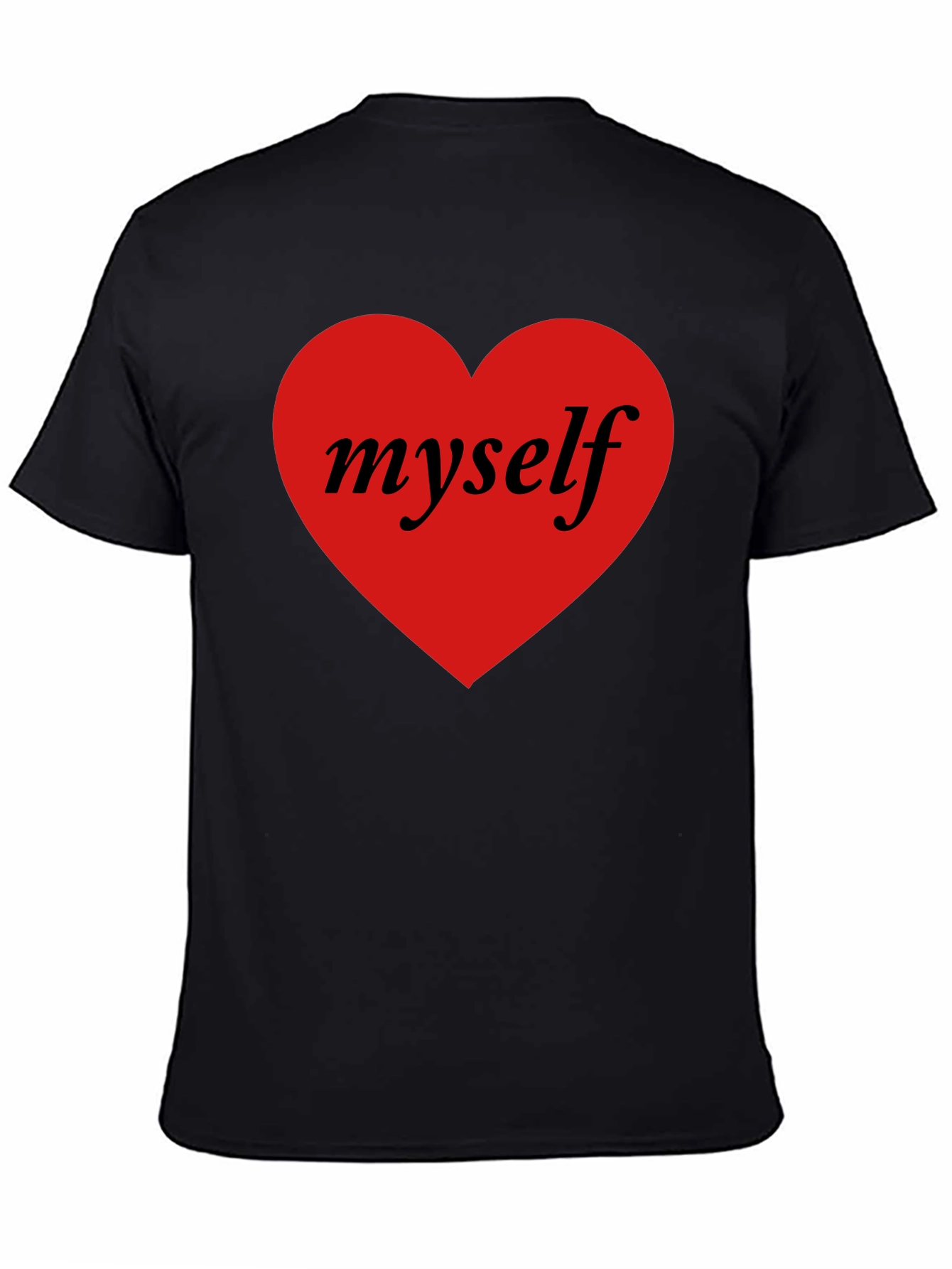 I Love Myself Black T-Shirt Red Heart Design