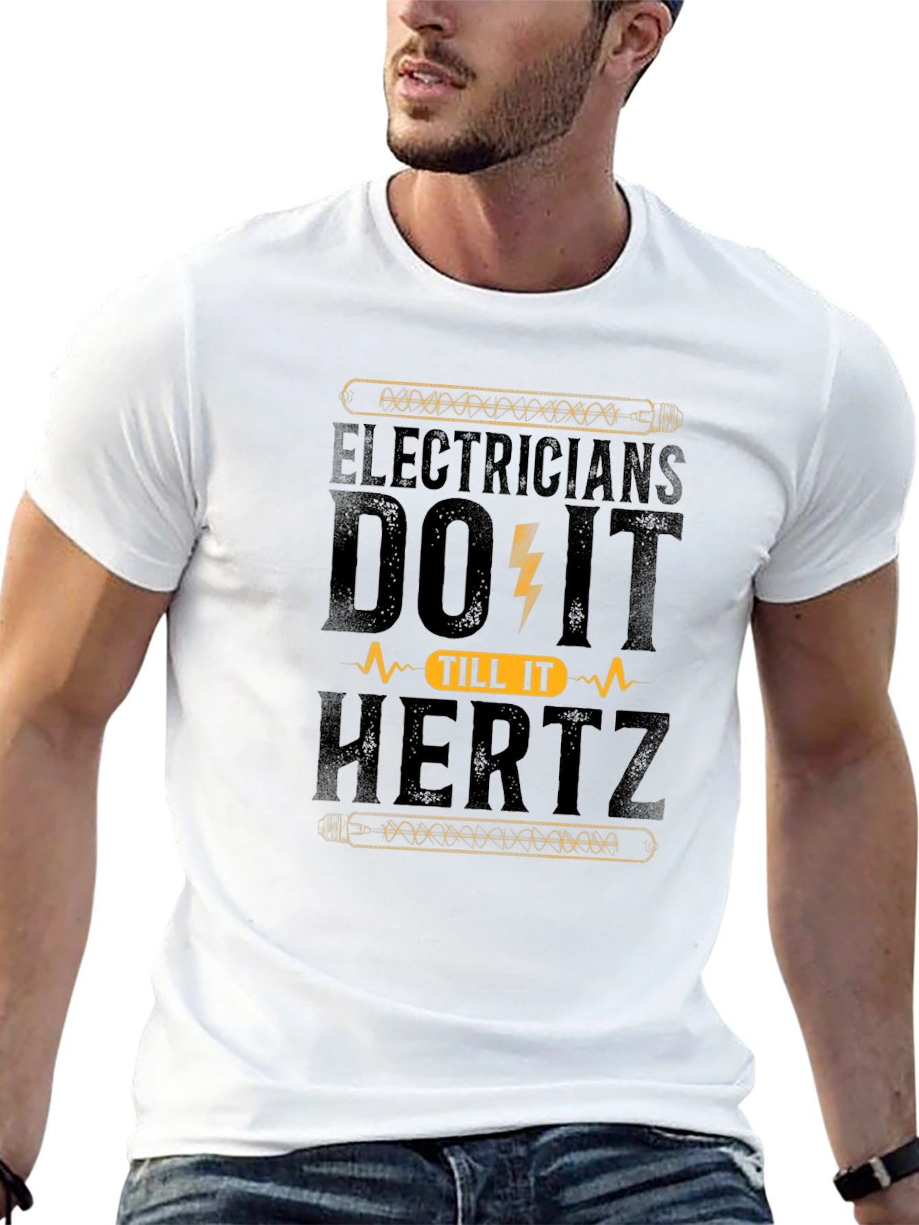 Electricians Do It Til It Hertz Black T-Shirt
