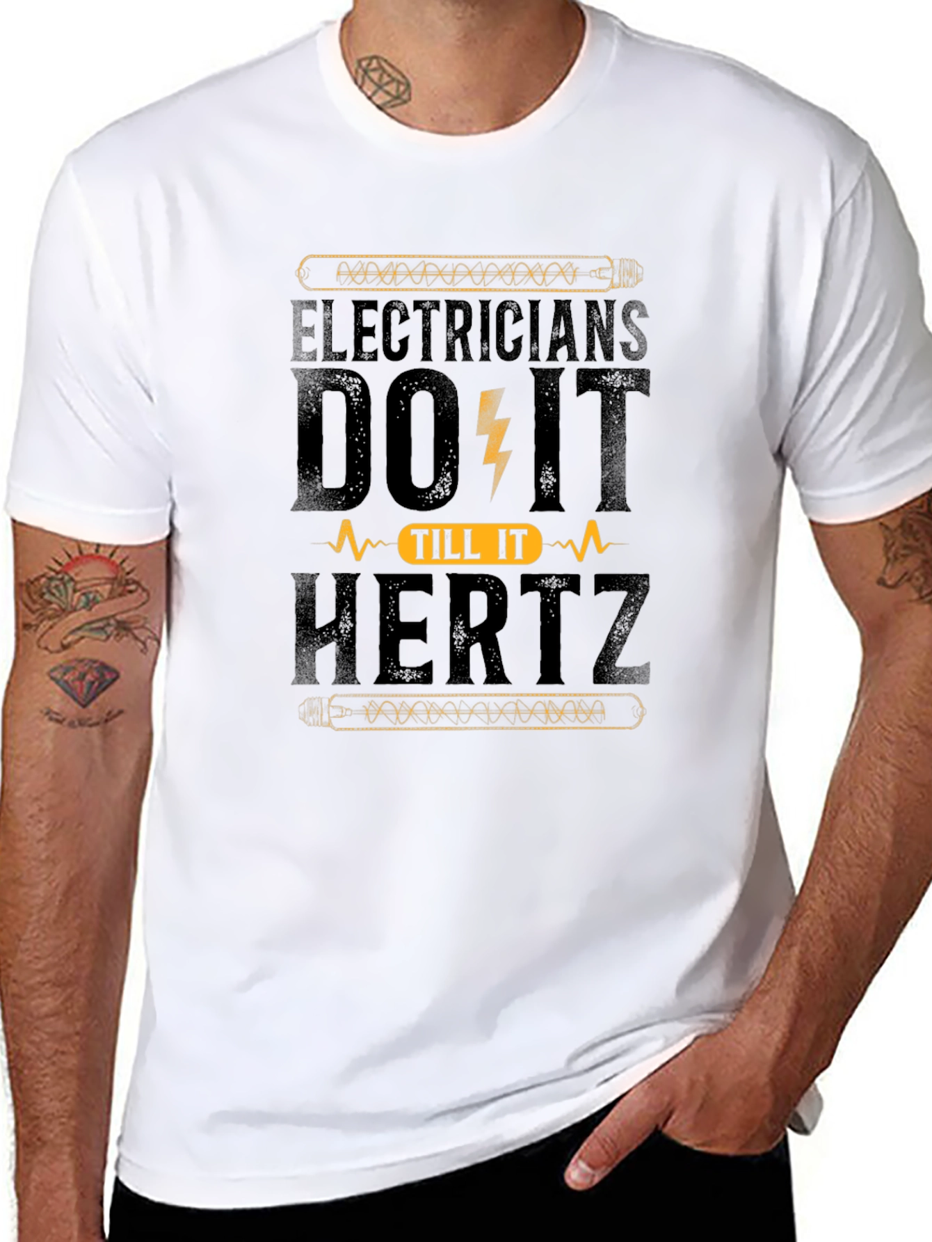 Electricians Do It Til It Hertz Black T-Shirt