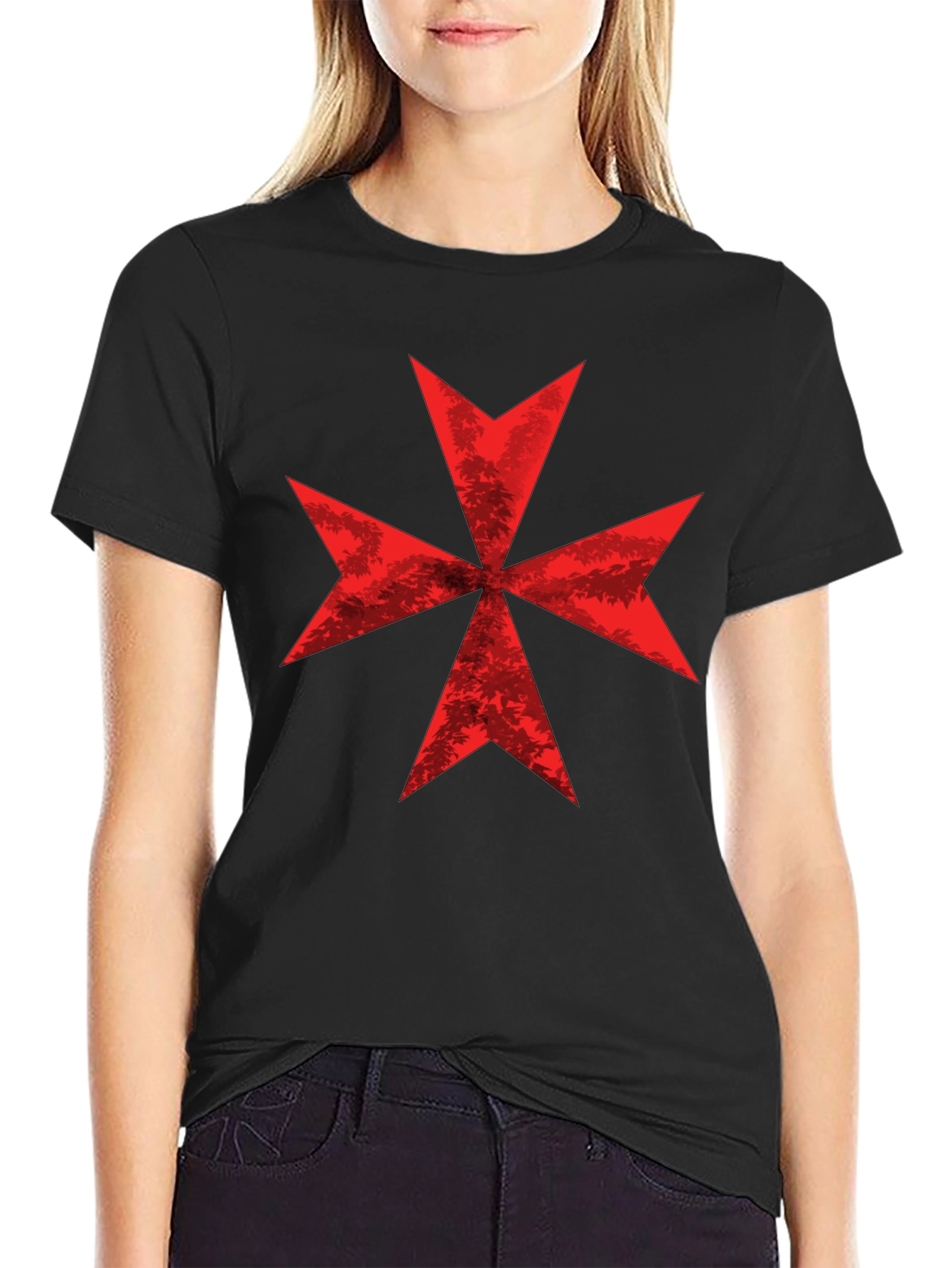 Red Maltese Cross Graphic Tee