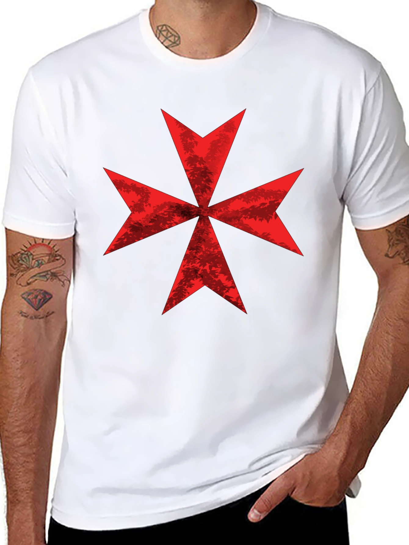 Red Maltese Cross Graphic Tee