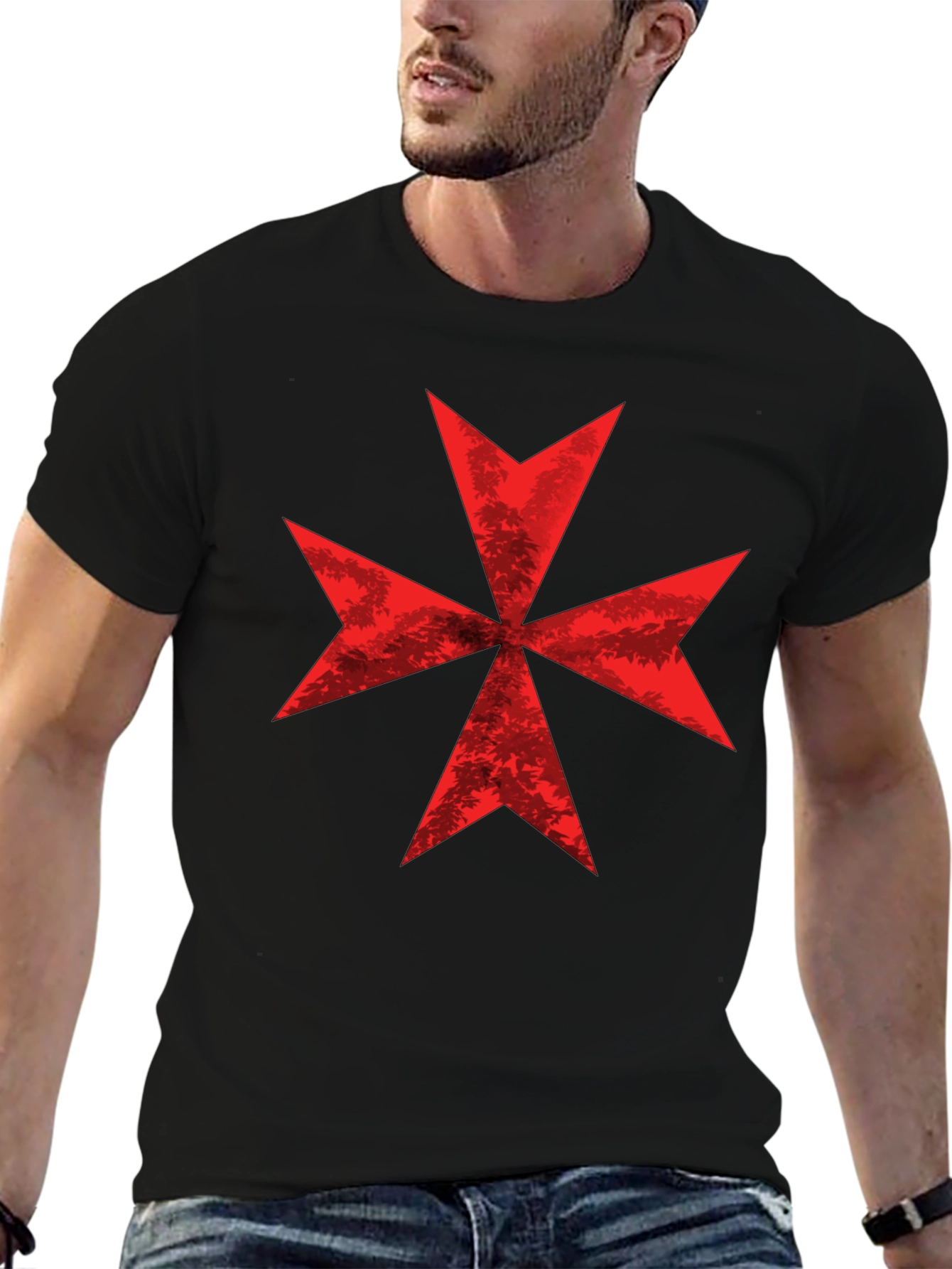 Red Maltese Cross Graphic Tee
