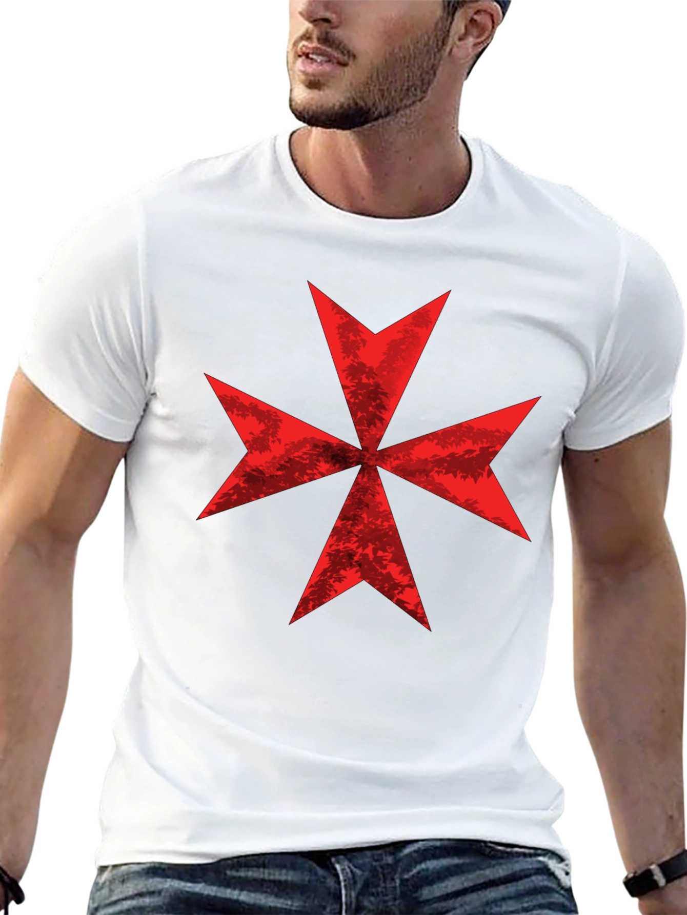Red Maltese Cross Graphic Tee