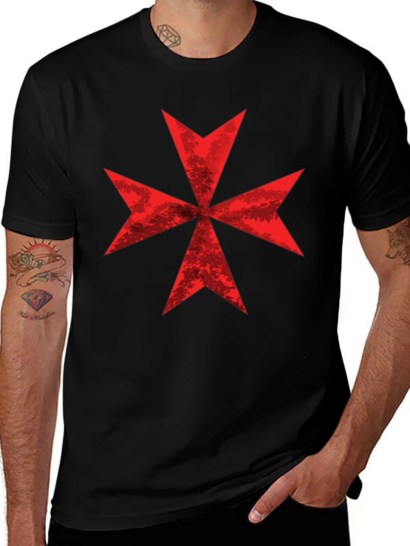 Red Maltese Cross Graphic Tee
