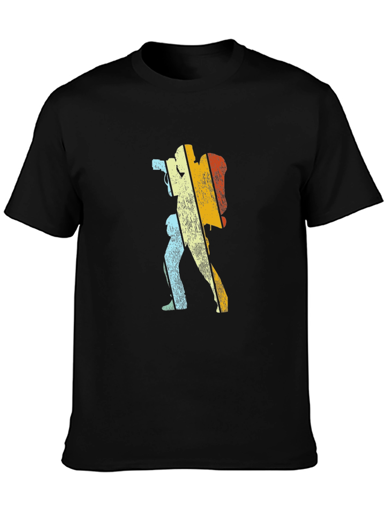 Retro Photographer Hiking T-Shirt - Black
