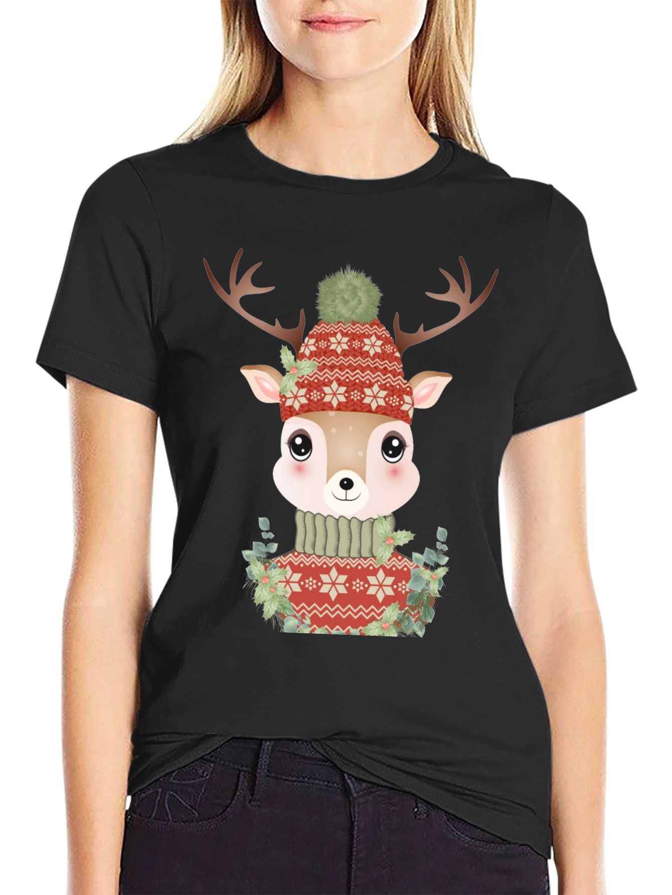Cute Deer in Sweater Graphic Tee