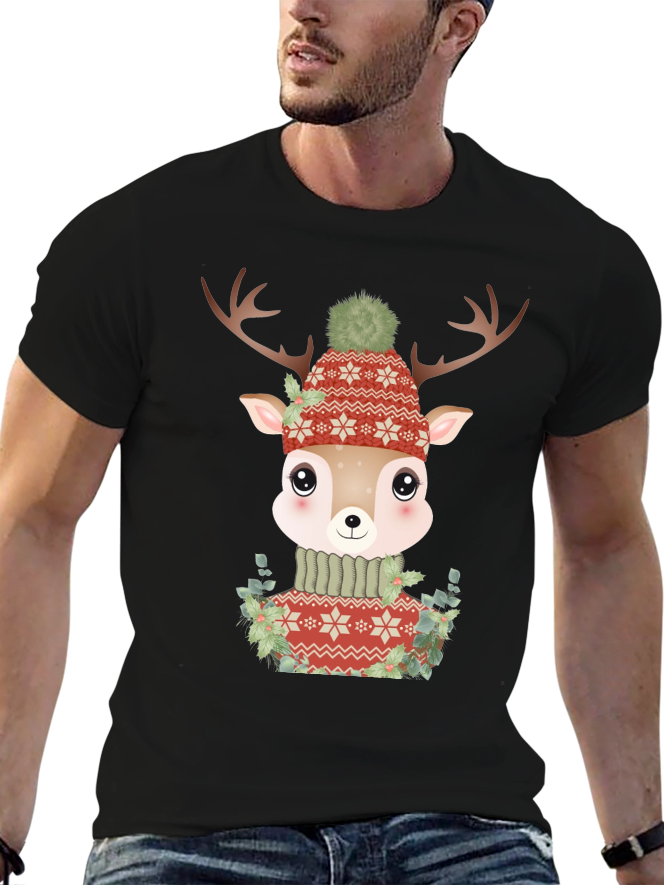 Cute Deer in Sweater Graphic Tee