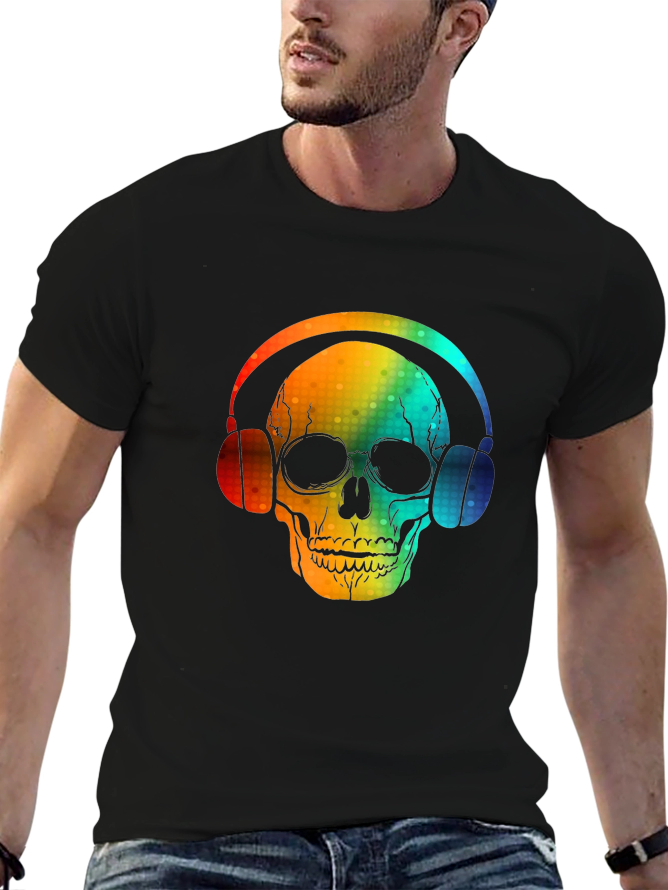 Skull Headphones Graphic Tee - Bold Design