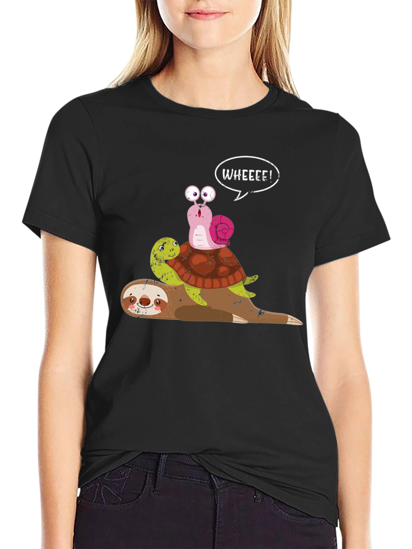Sloth Turtle Snail Wheee Funny Graphic Tee