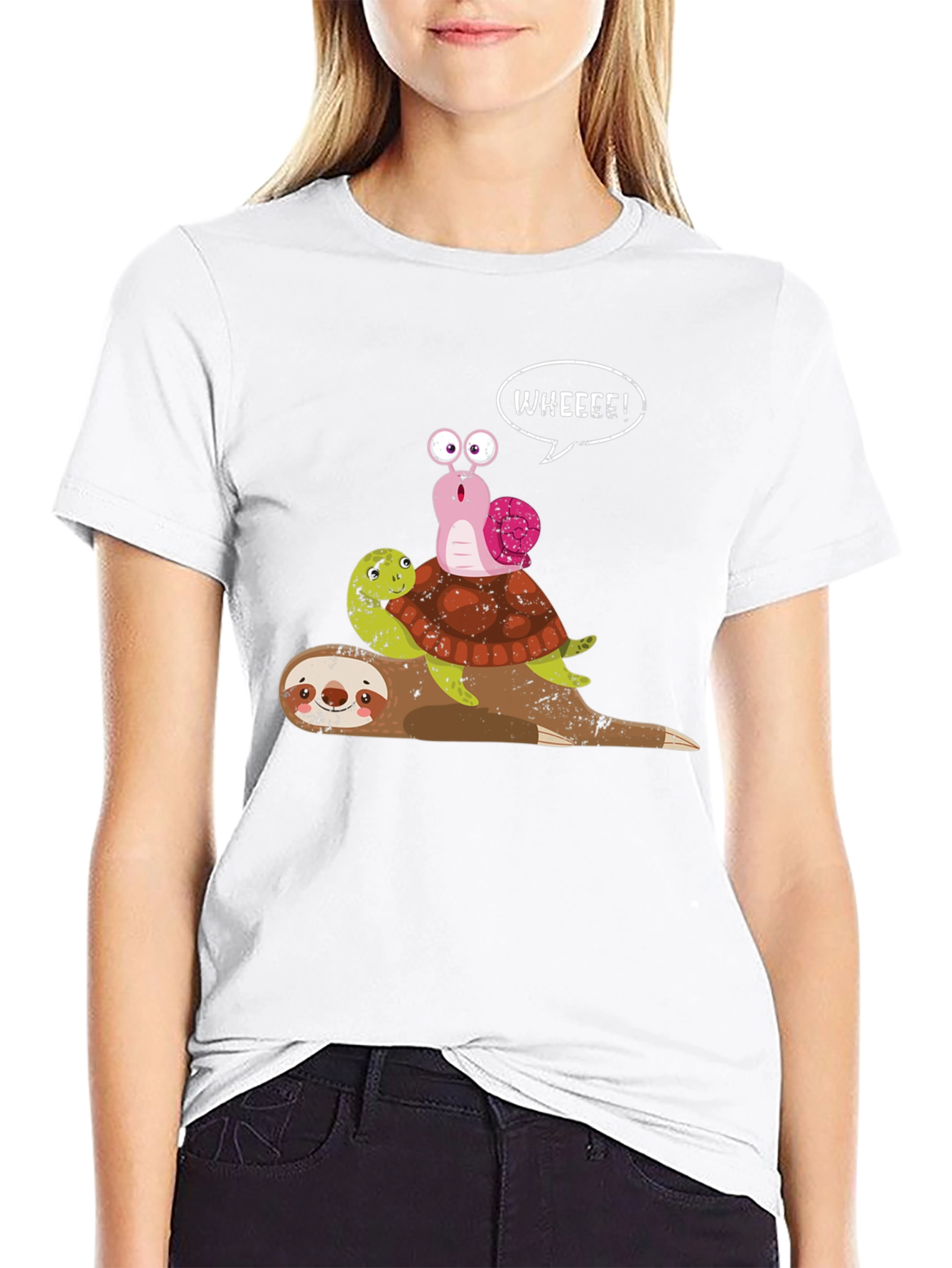 Sloth Turtle Snail Wheee Funny Graphic Tee