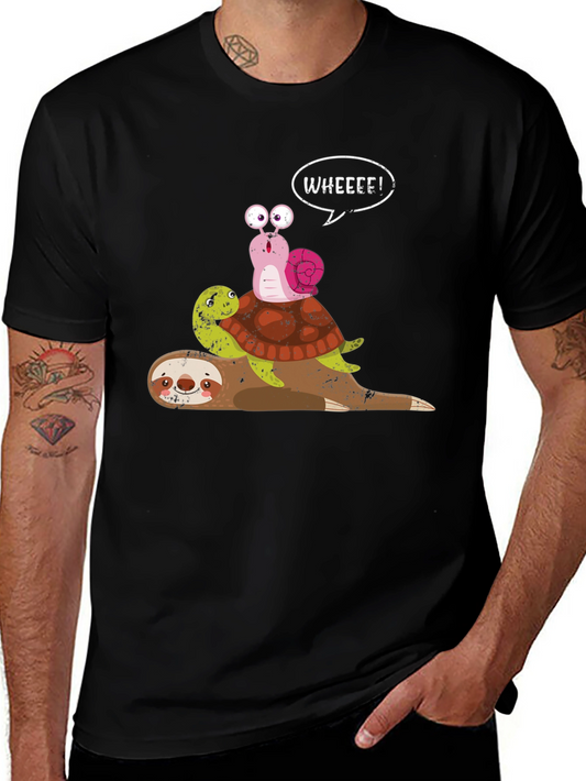 Sloth Turtle Snail Wheee Funny Graphic Tee