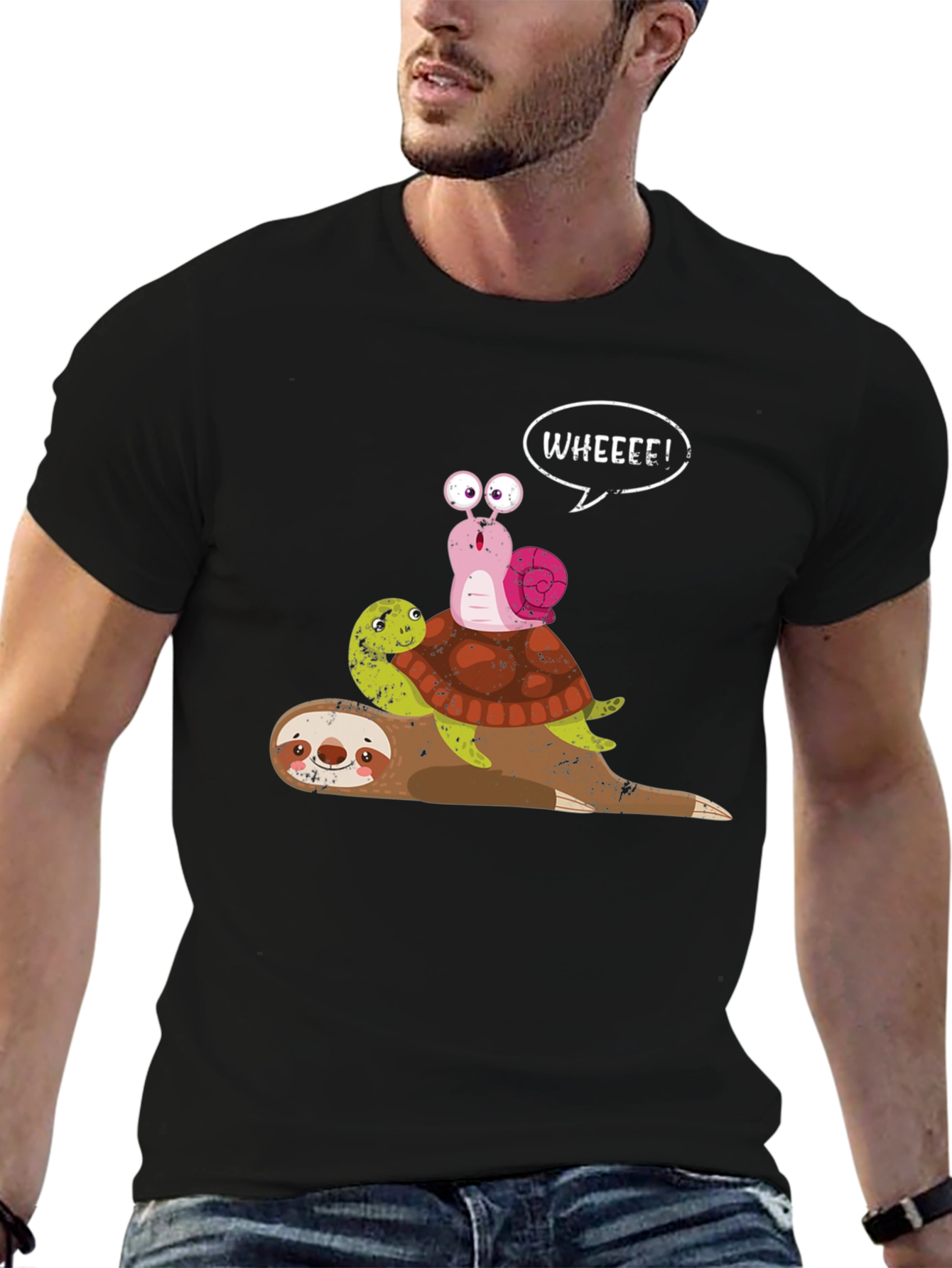 Sloth Turtle Snail Wheee Funny Graphic Tee