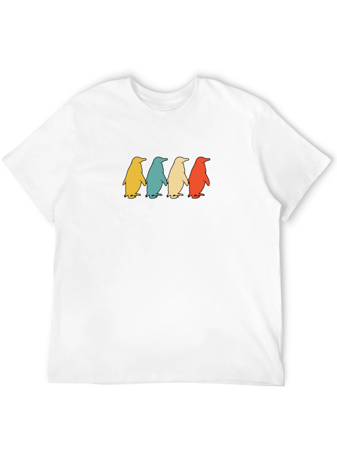 Retro Penguin Parade Graphic Tee - Black
