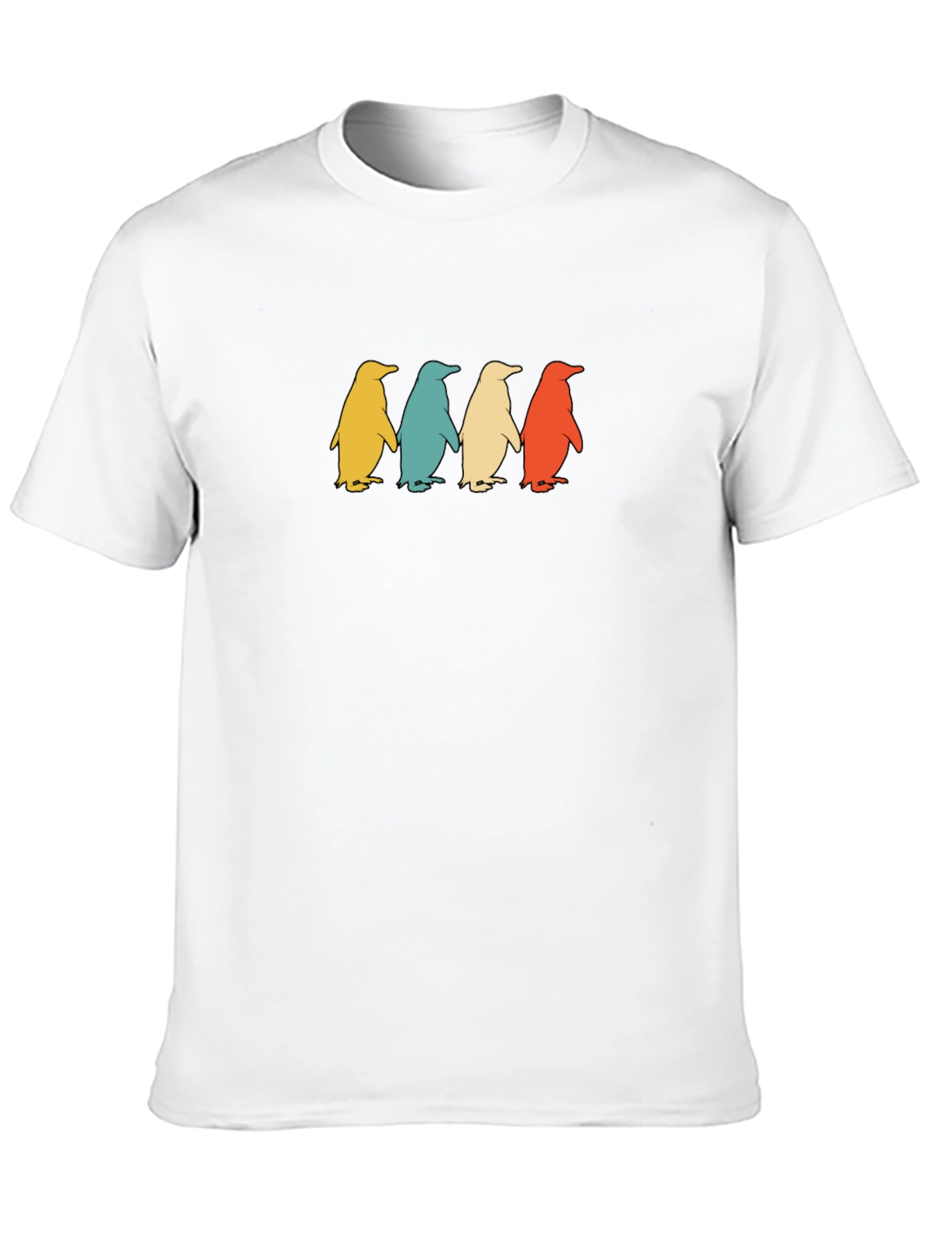 Retro Penguin Parade Graphic Tee - Black
