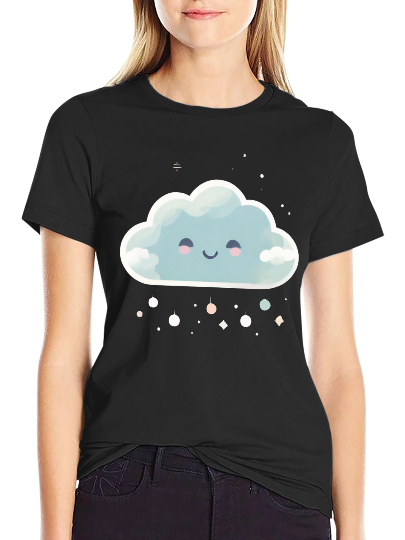 Cute Cloud Graphic Tee - Unisex Black T-Shirt