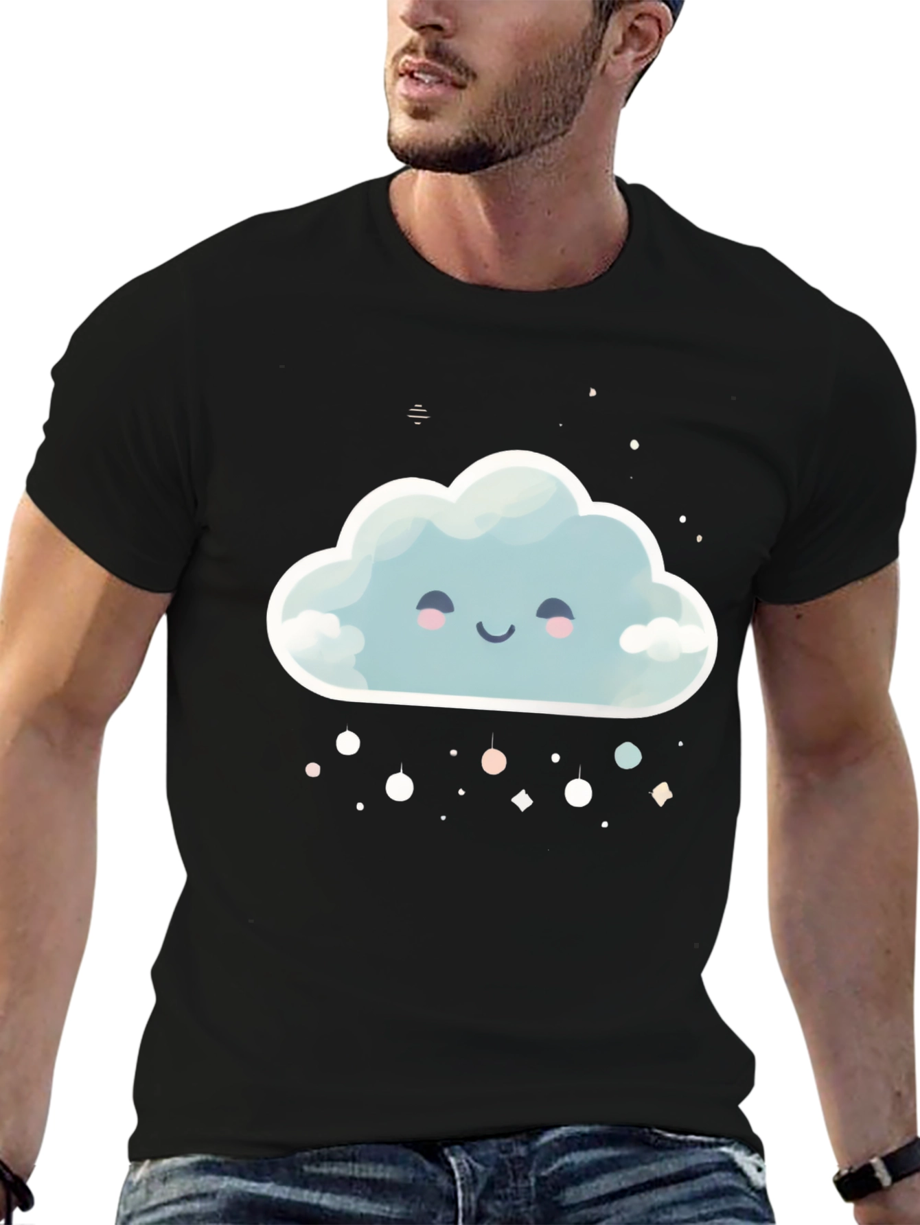 Cute Cloud Graphic Tee - Unisex Black T-Shirt