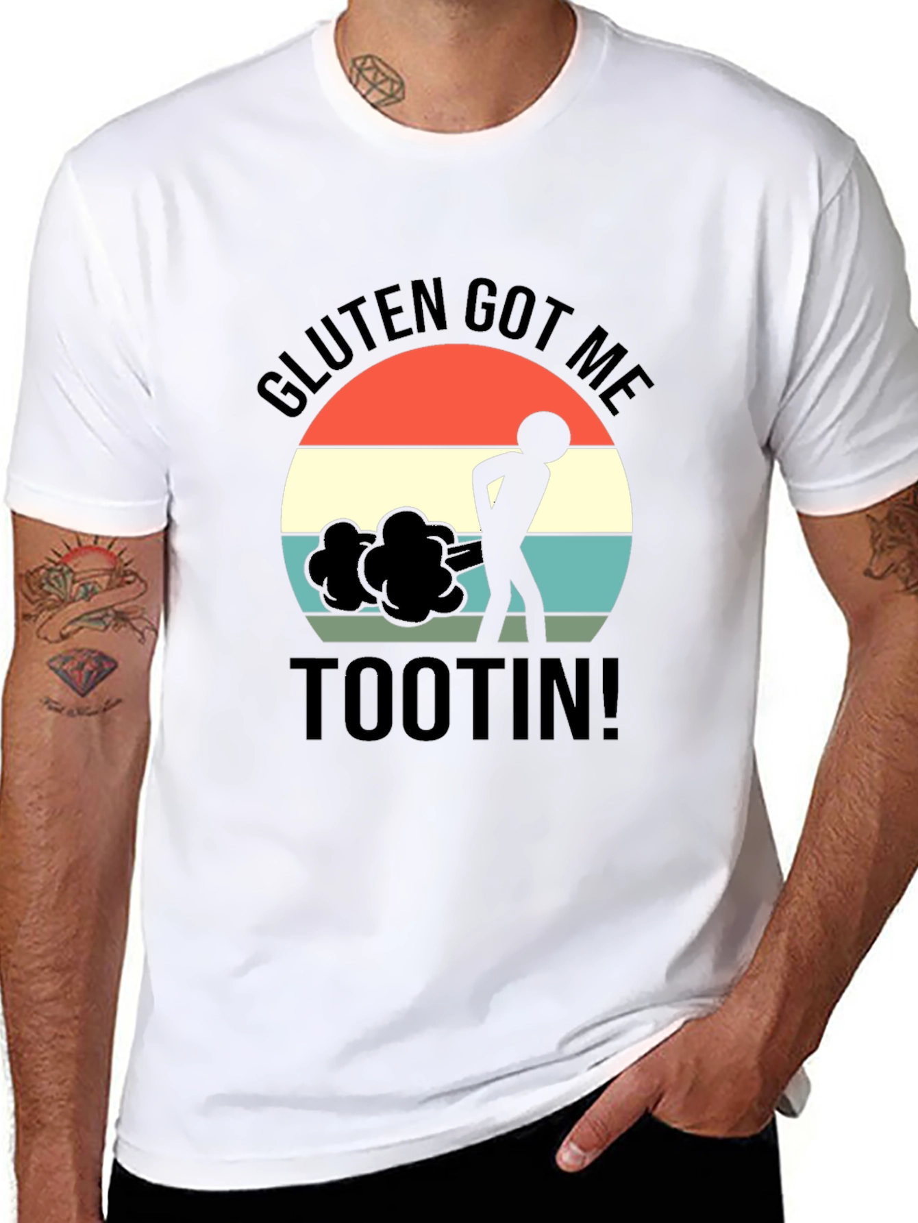 Gluten Got Me Tootin Black Graphic T-Shirt