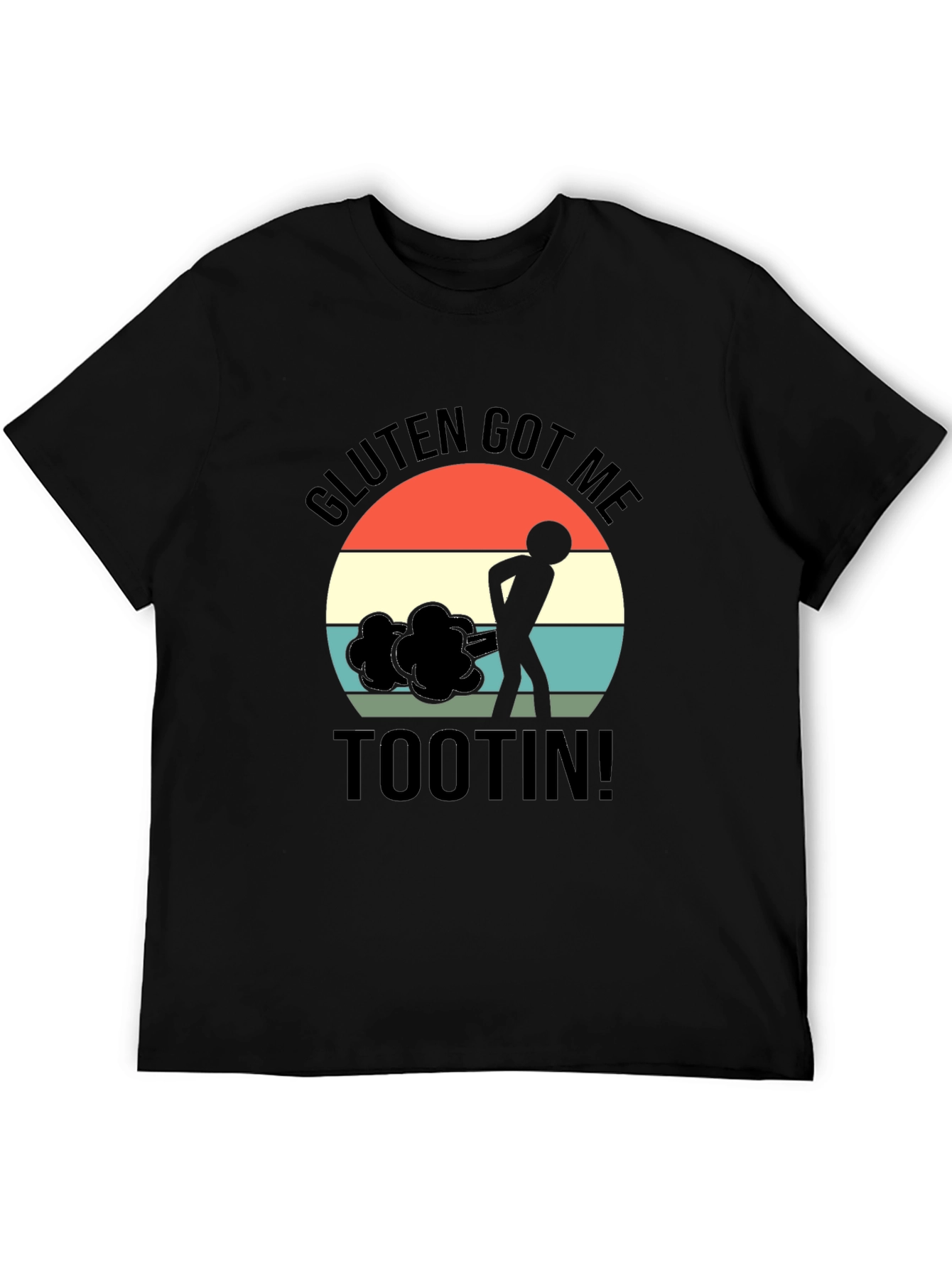Gluten Got Me Tootin Black Graphic T-Shirt