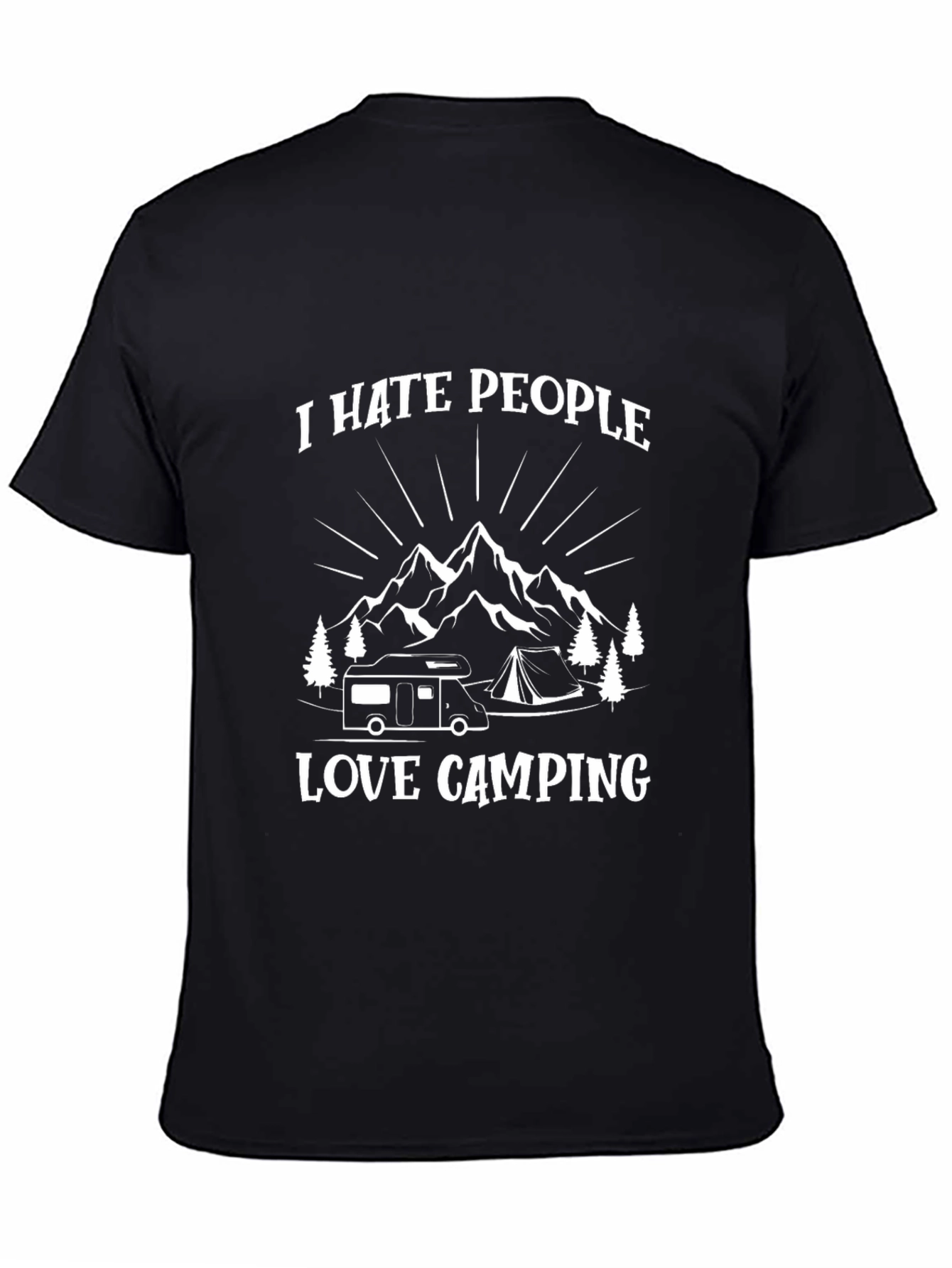 I Hate People Love Camping Black T-Shirt