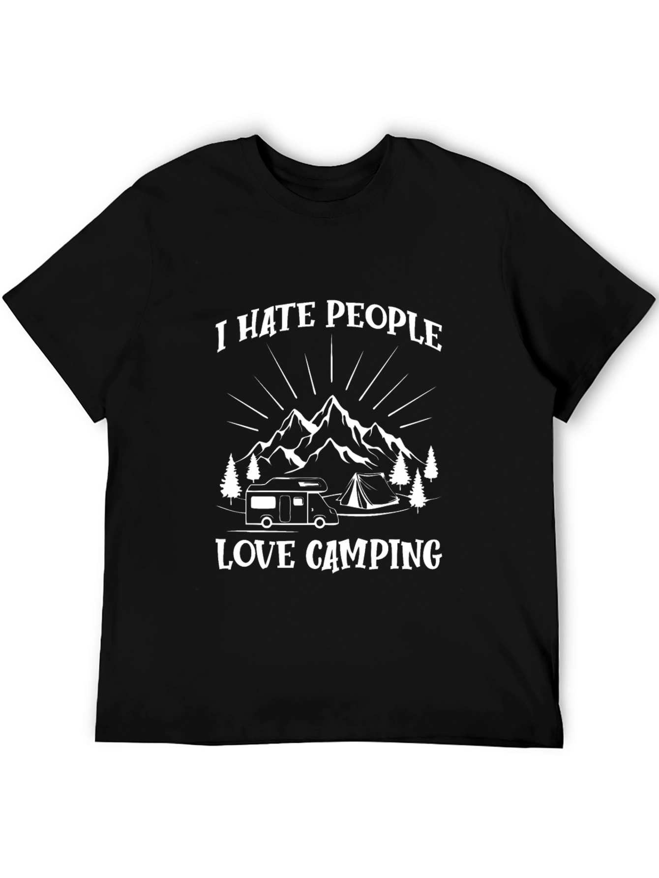 I Hate People Love Camping Black T-Shirt