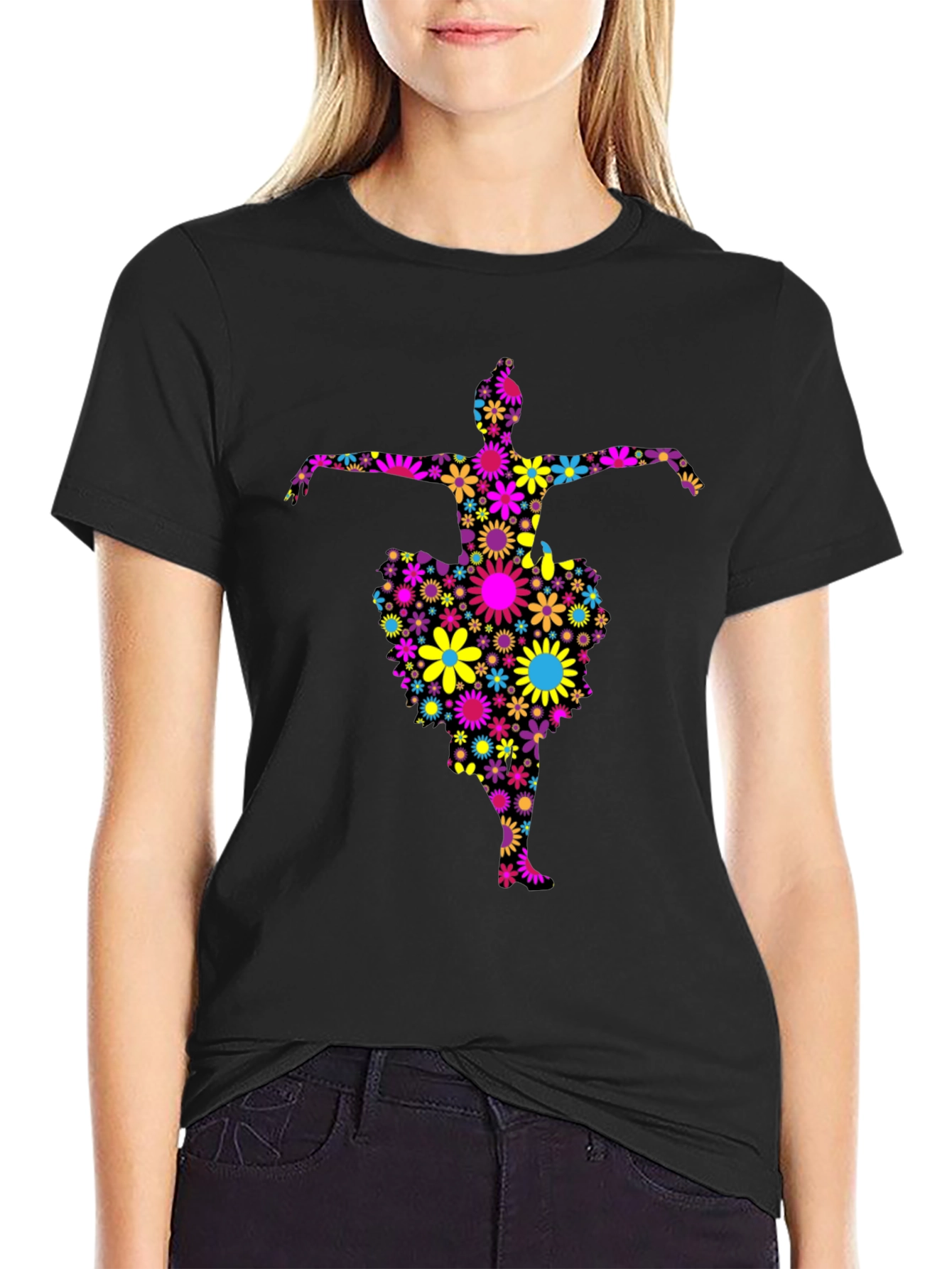 Floral Dancer Black T-Shirt