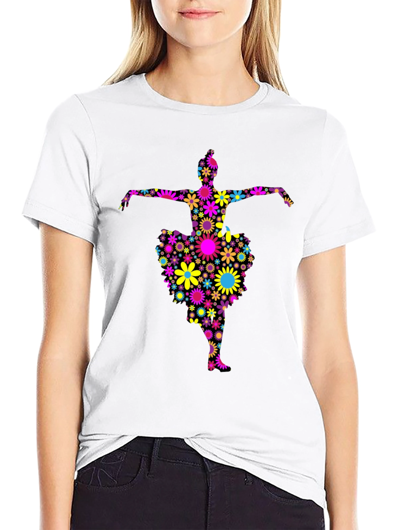 Floral Dancer Black T-Shirt