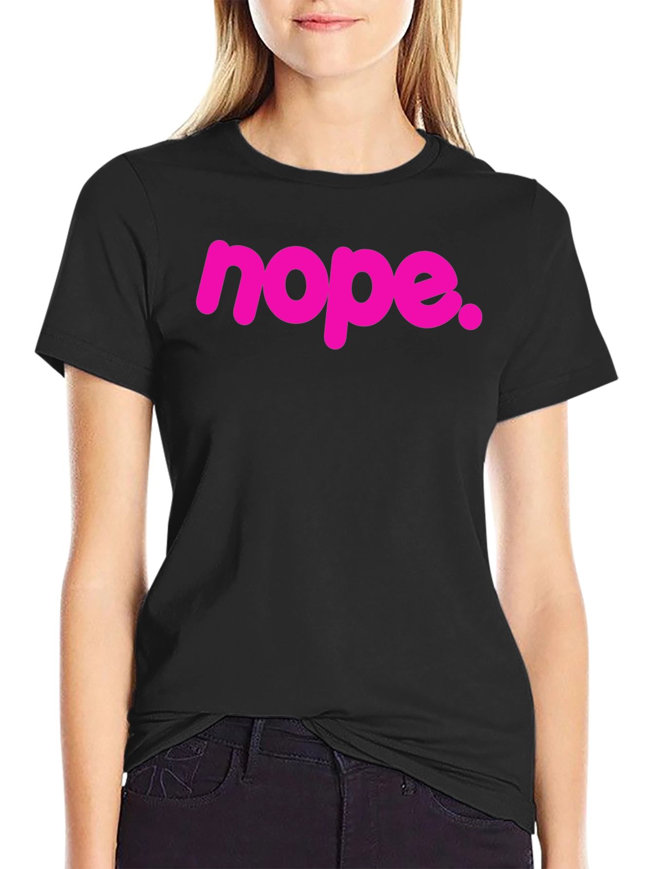 Nope Graphic Tee - Casual Black T-Shirt