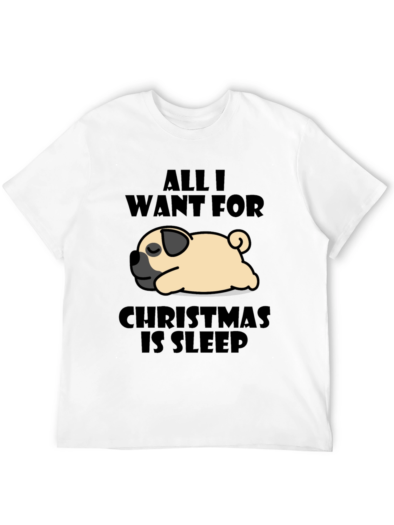 Sleepy Pug Christmas T-Shirt