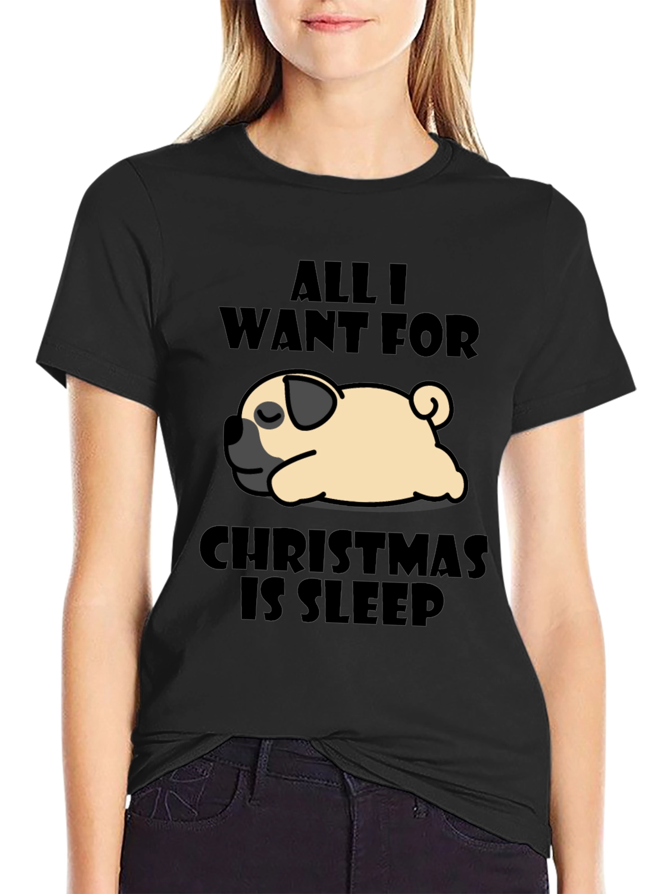 Sleepy Pug Christmas T-Shirt