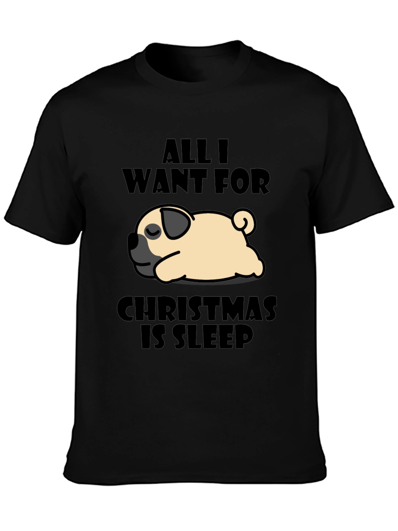 Sleepy Pug Christmas T-Shirt