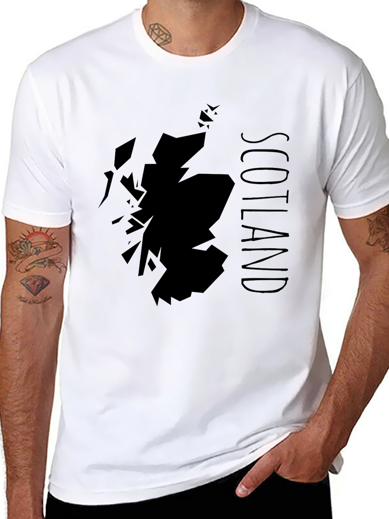 Scotland Map Graphic Print Black T-Shirt