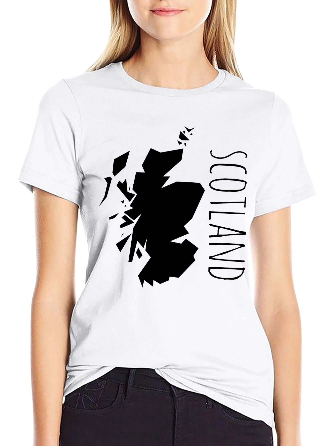 Scotland Map Graphic Print Black T-Shirt