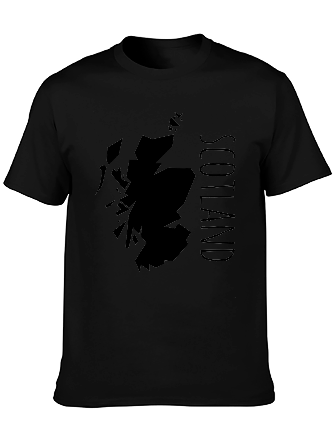 Scotland Map Graphic Print Black T-Shirt