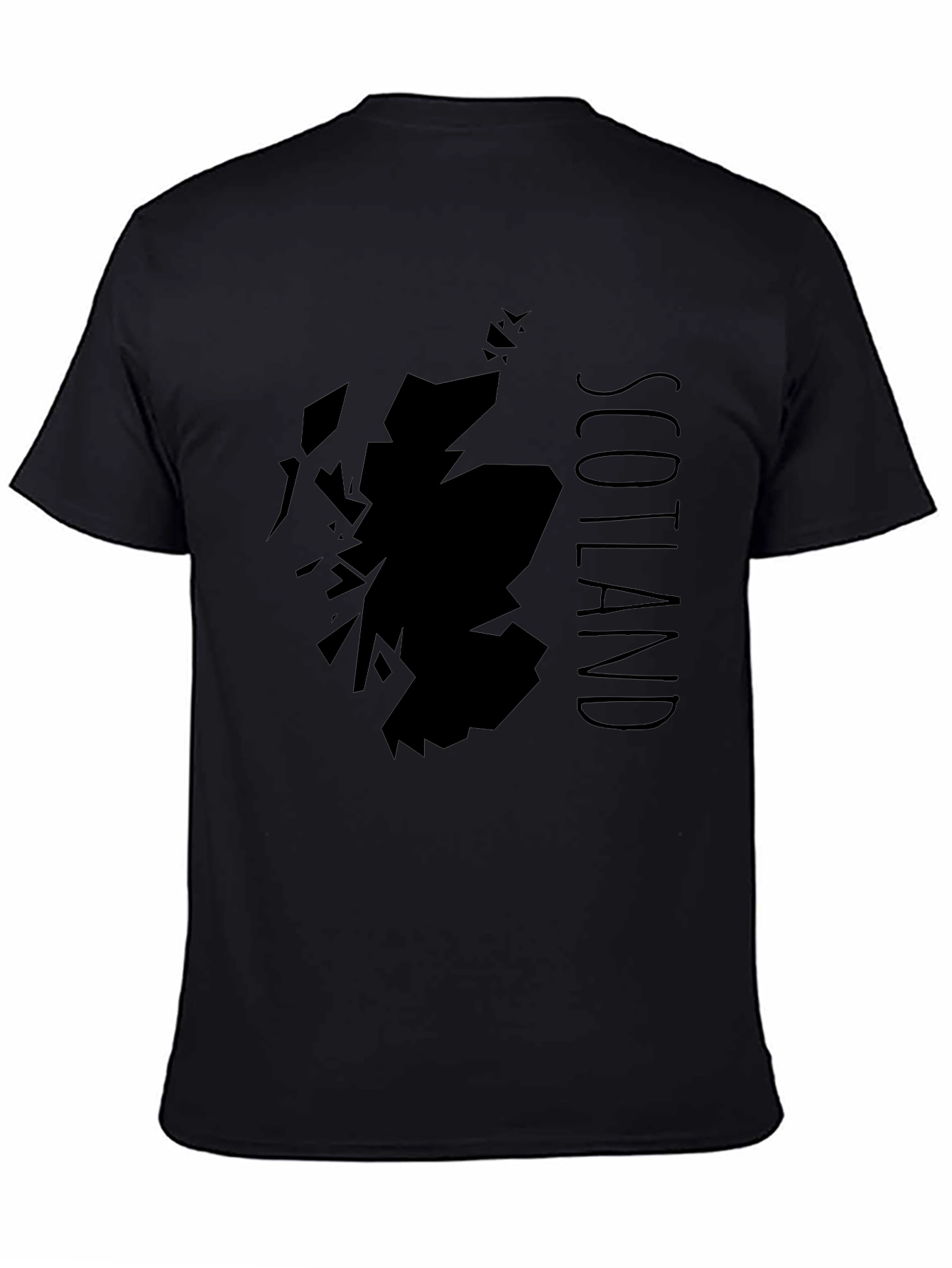 Scotland Map Graphic Print Black T-Shirt