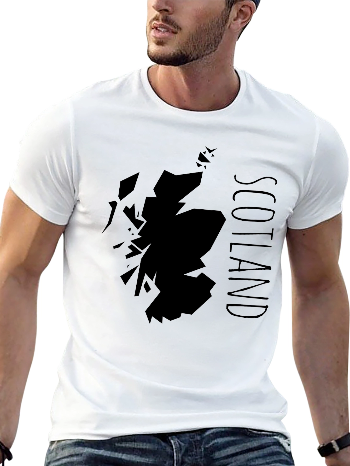 Scotland Map Graphic Print Black T-Shirt