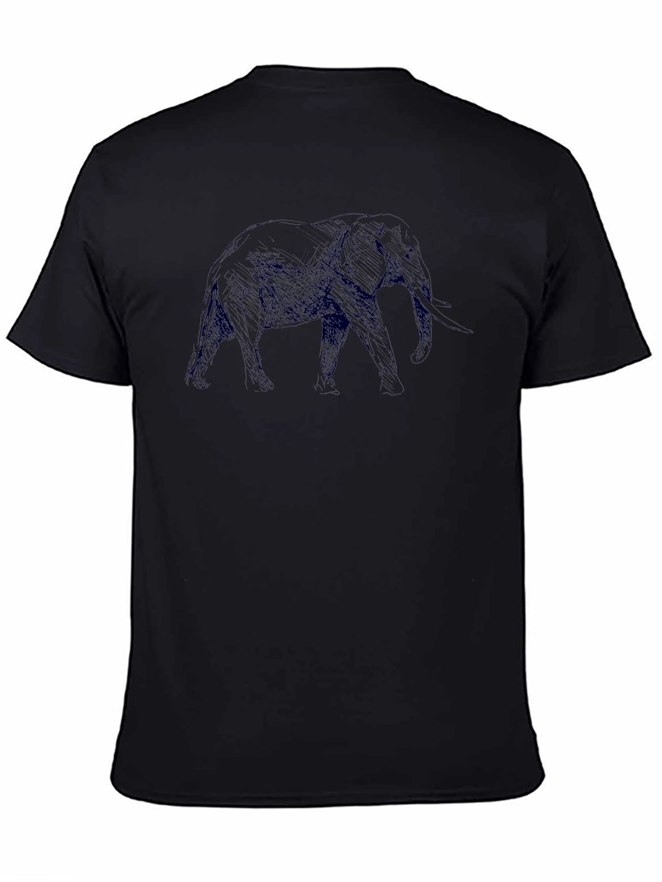 Elephant Sketch Black T-Shirt