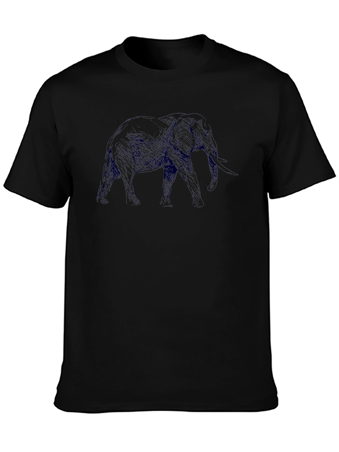 Elephant Sketch Black T-Shirt