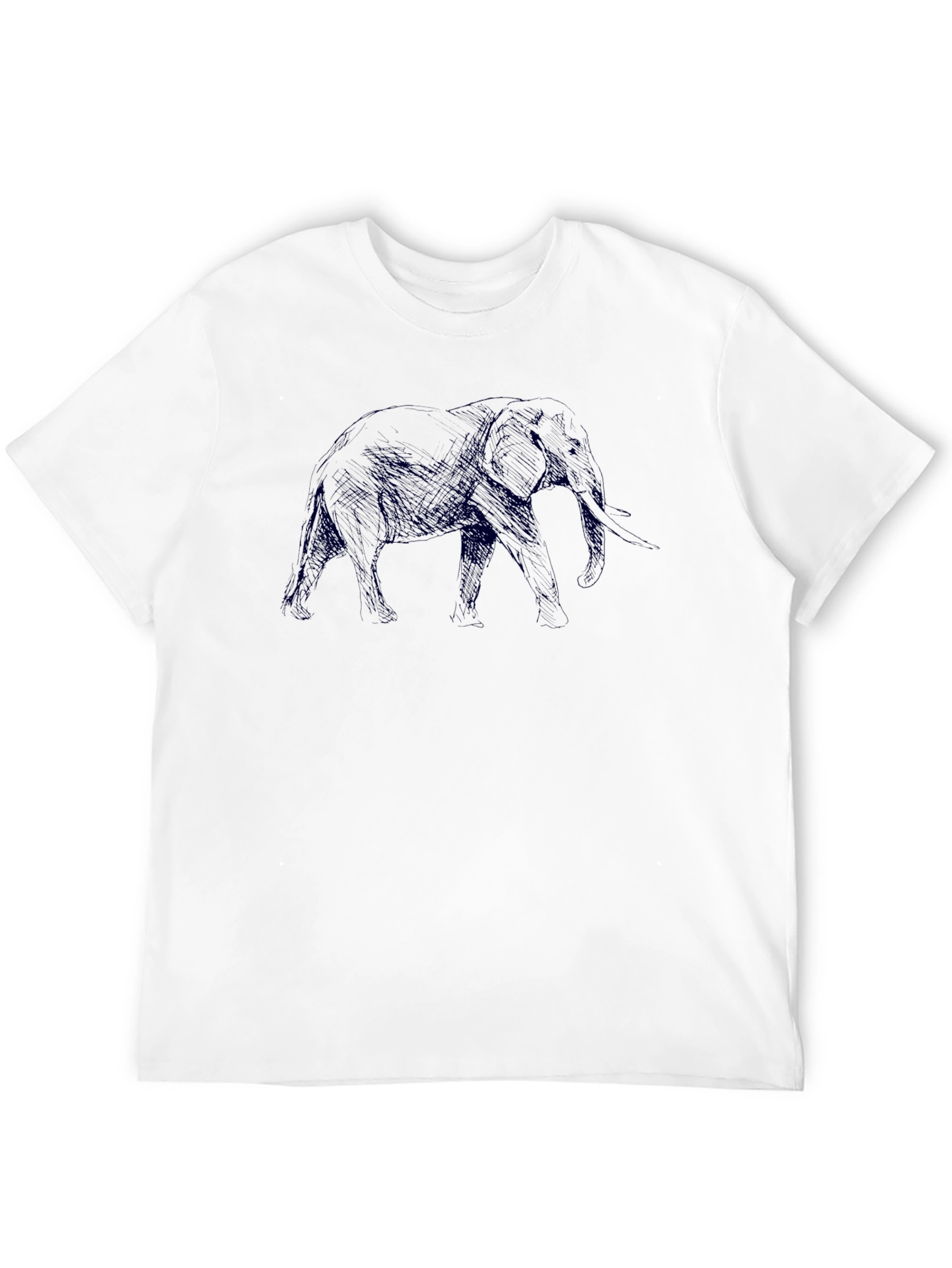 Elephant Sketch Black T-Shirt