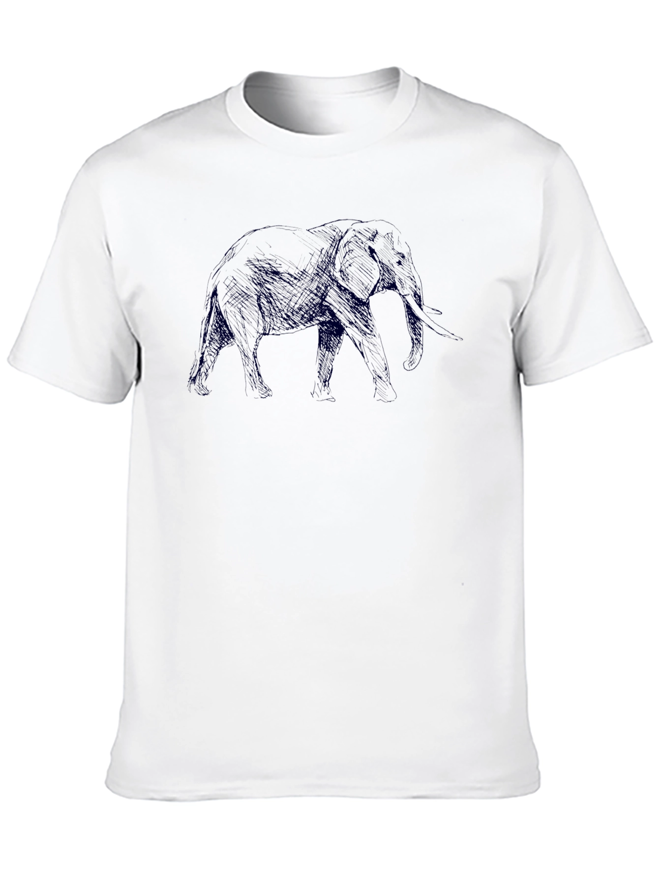 Elephant Sketch Black T-Shirt