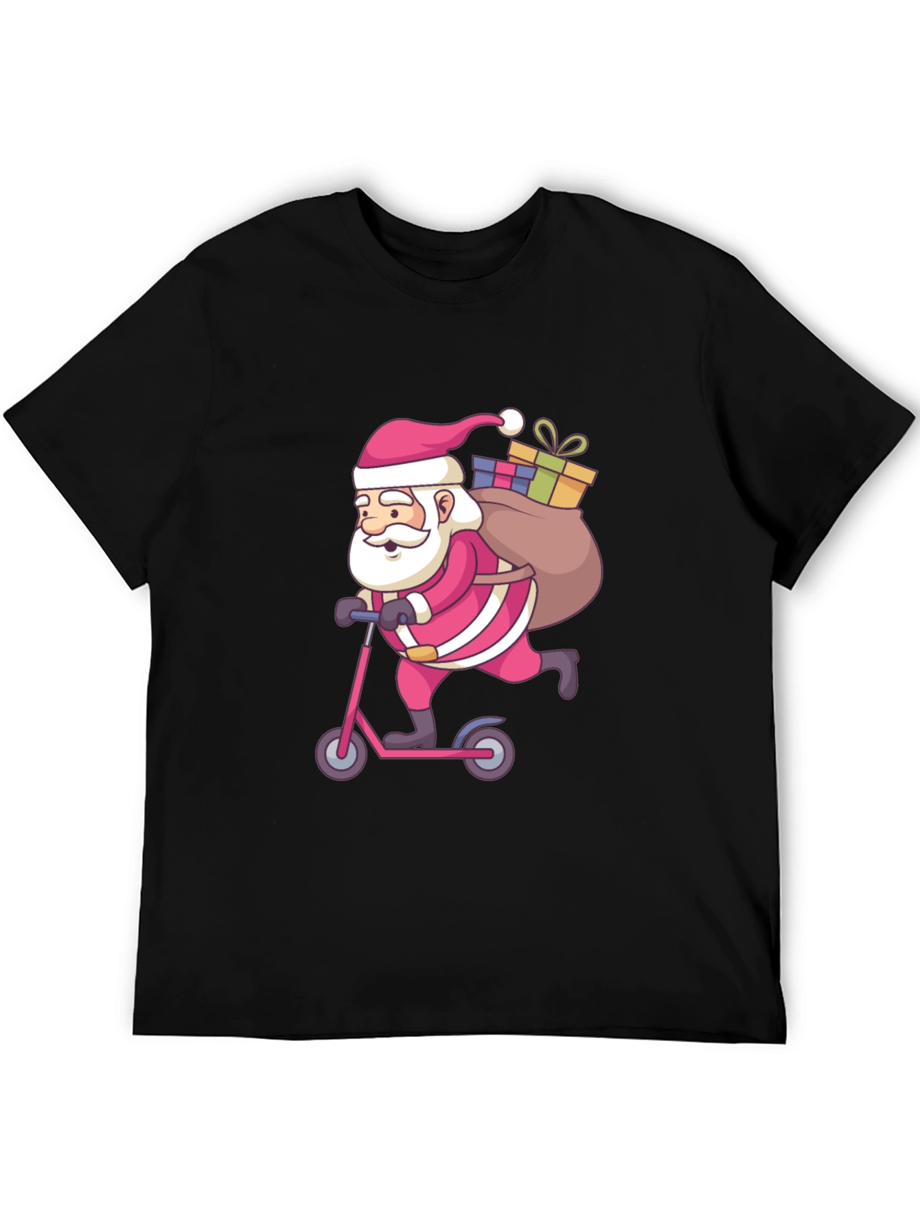 Santa on Scooter Graphic Tee - Black