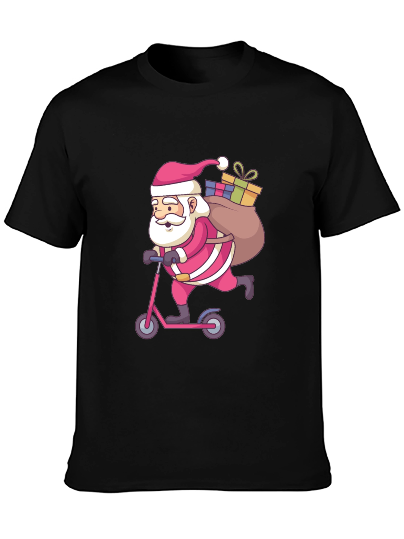 Santa on Scooter Graphic Tee - Black
