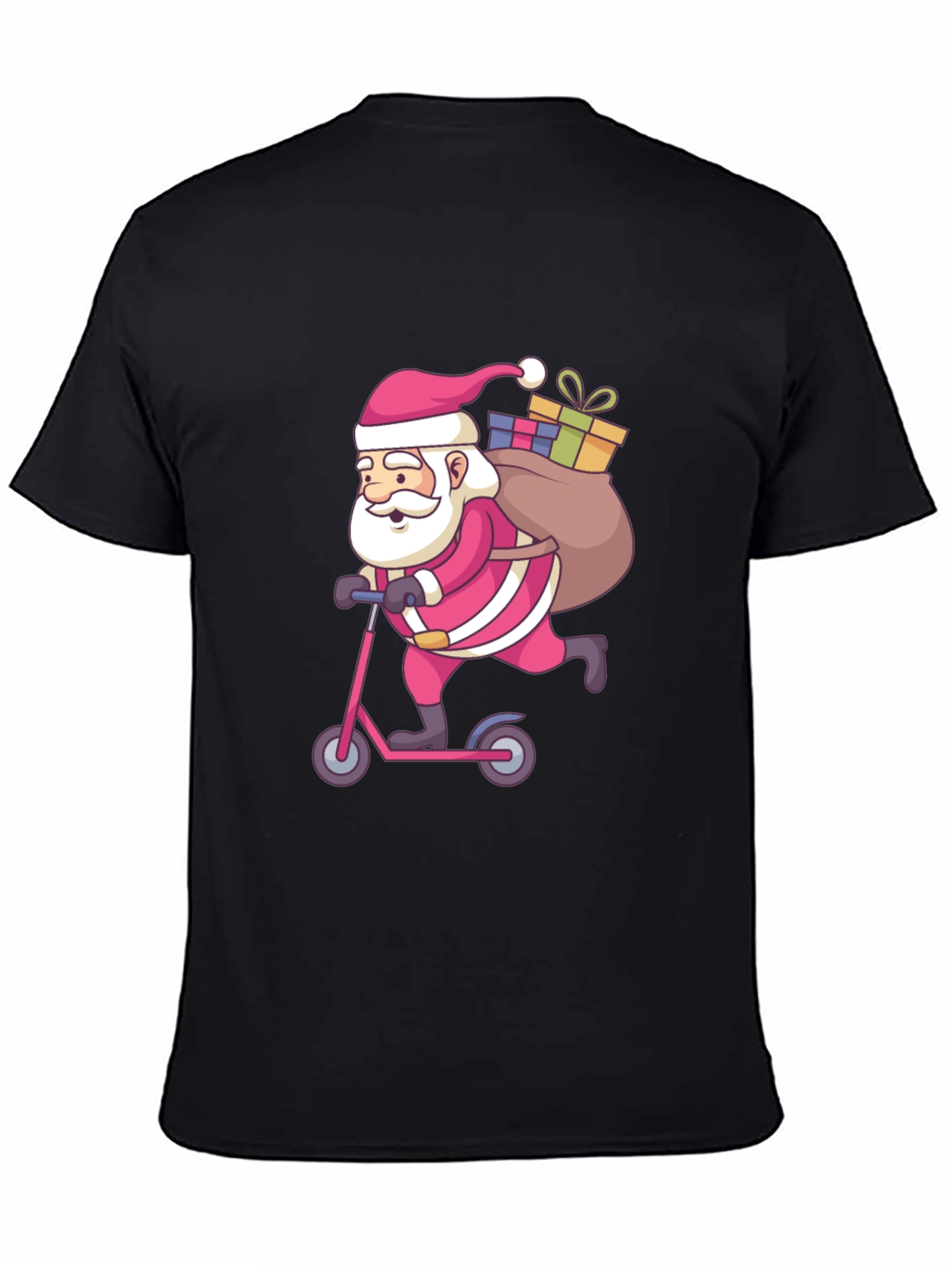 Santa on Scooter Graphic Tee - Black