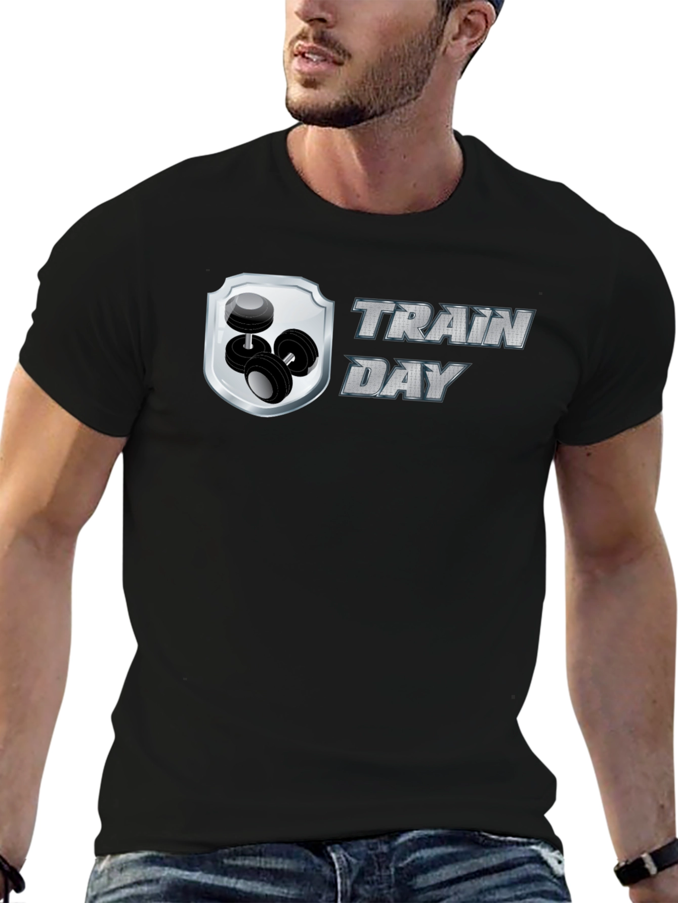 Train Day Black T-Shirt: Gym & Fitness Apparel