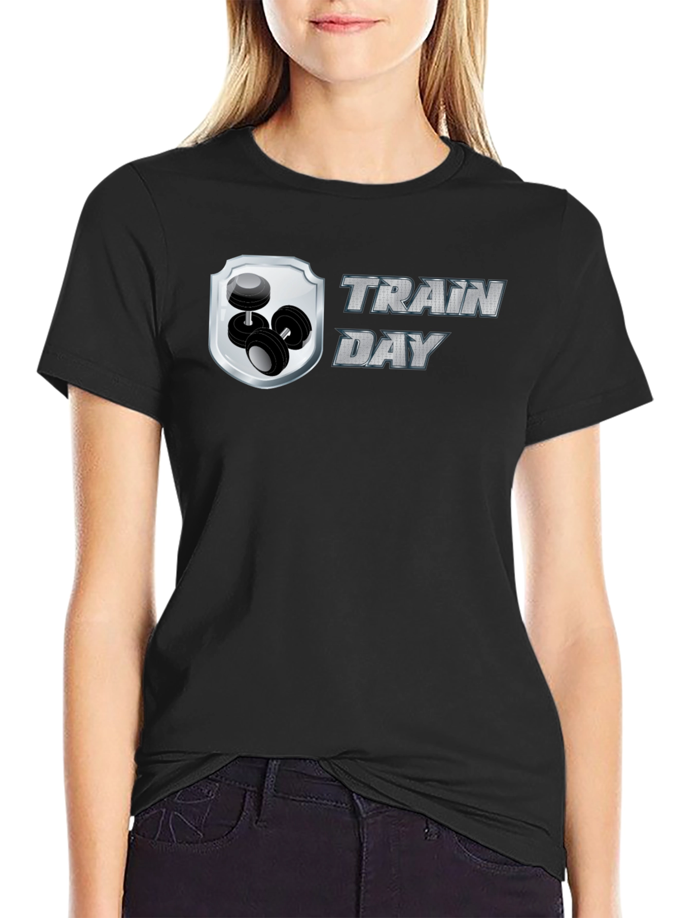 Train Day Black T-Shirt: Gym & Fitness Apparel