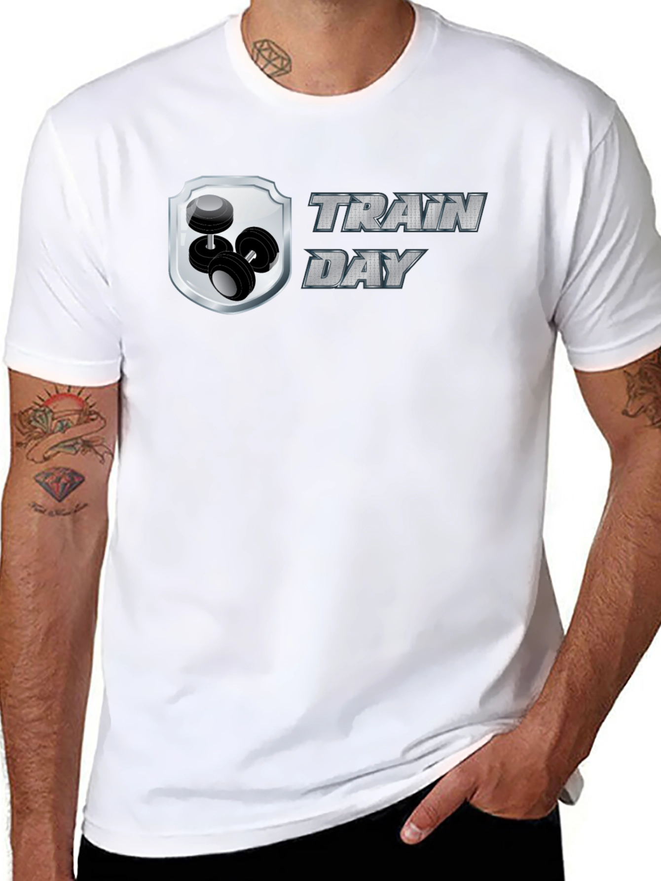 Train Day Black T-Shirt: Gym & Fitness Apparel
