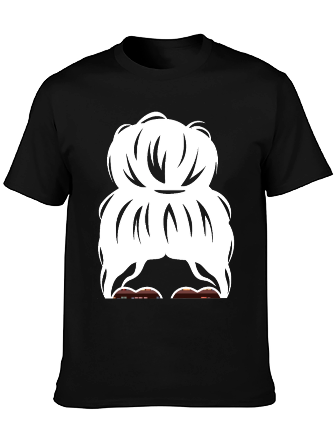 Messy Bun Graphic Tee - Casual Cotton T-Shirt