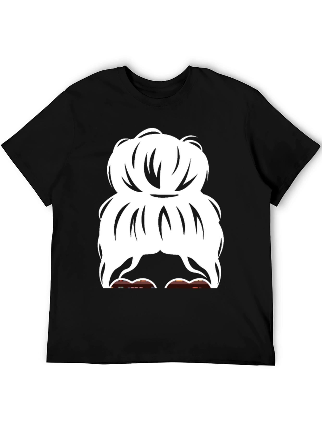 Messy Bun Graphic Tee - Casual Cotton T-Shirt